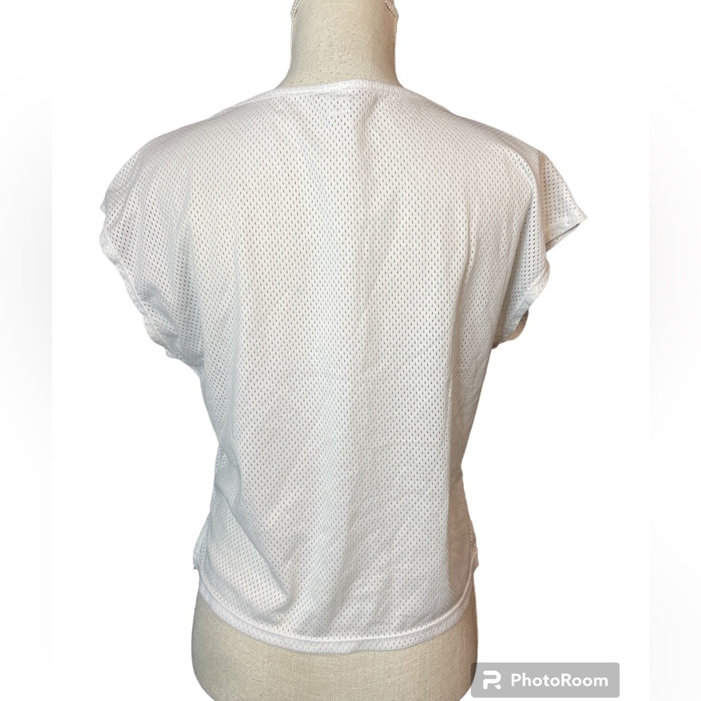 Reebok White Logo Jersey Workout Short Sleeve Shirt - Picture 3 of 6